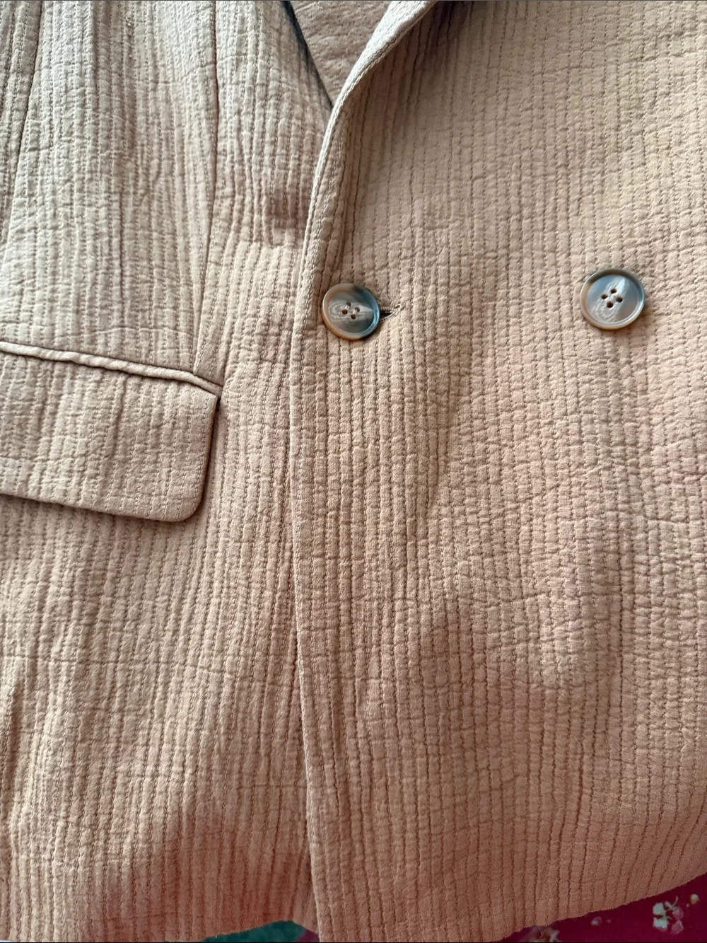 100% cotton Rust Orange Double-Breasted Blazer